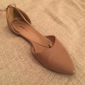 JustFab Nude Lace Up Flats